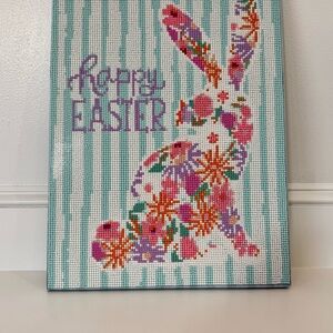 Happy Easter Floral Bunny Completed Diamond Art - White, Teal, Pink, Purple
